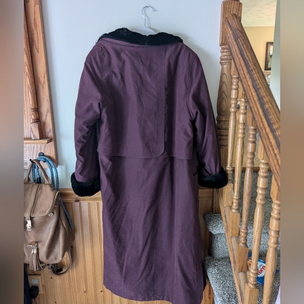 Vintage Cleo Petites Faux Fur Lined Trimmed Purple Thick Coat‎ Size 10 - Picture 9 of 12
